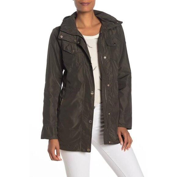 Michael Kors - Missy Snap Front Hooded Anorak Olive Size - Small - Picture 1 of 5